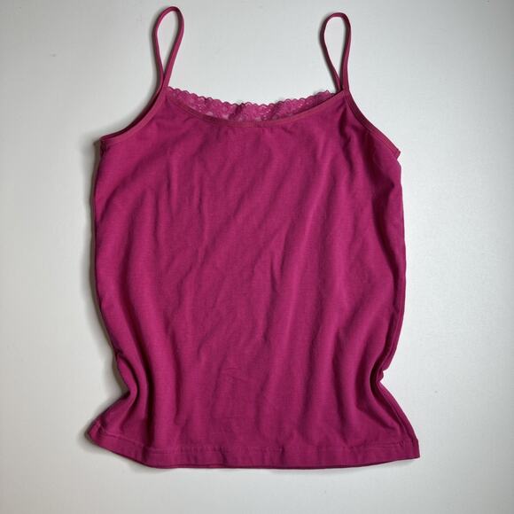 Bossini Hot Pink Lace Trim Cami Top Y2K McBling Barbiecore 2000s Medium - Picture 8 of 10